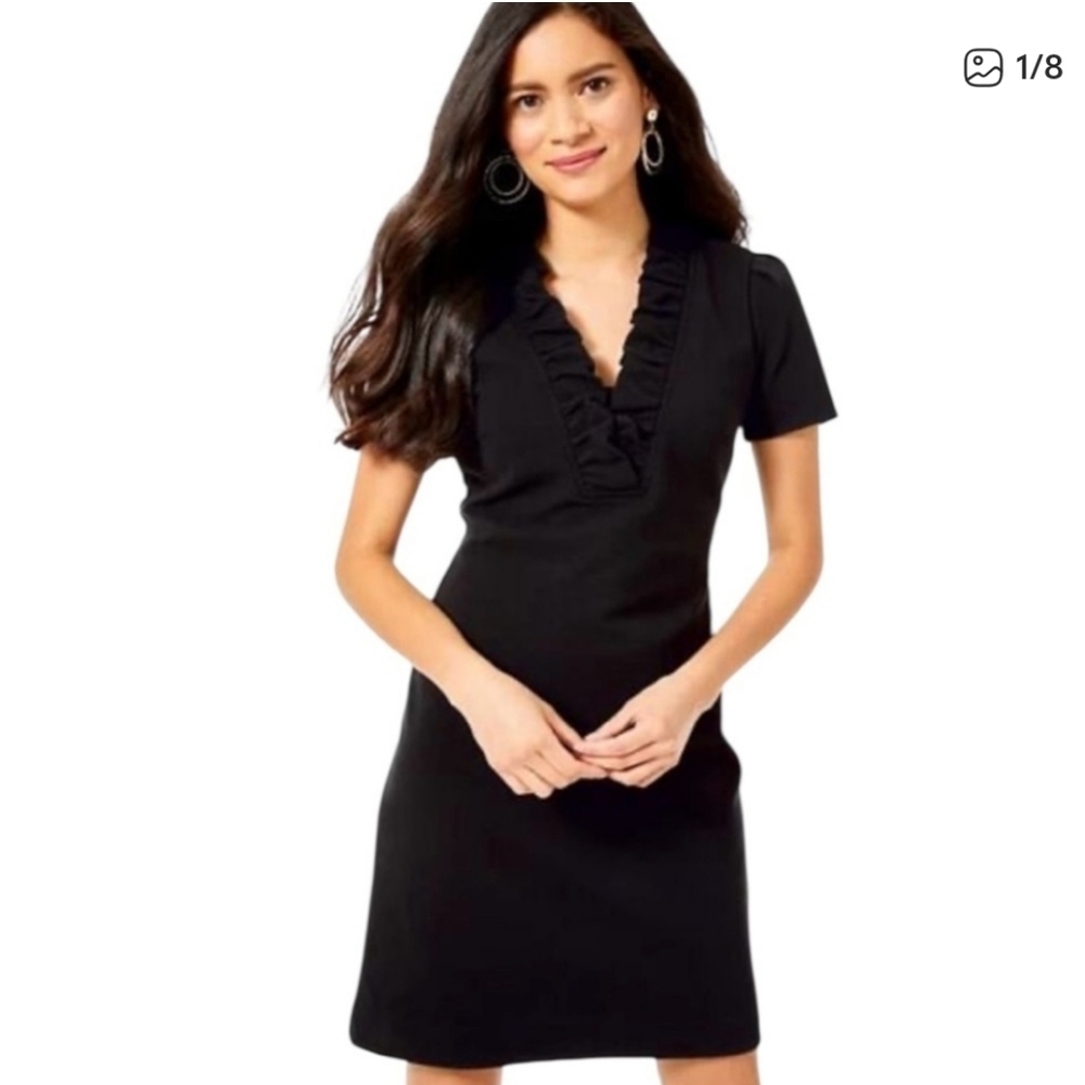 Lilly Pulitzer Black Ruffle Neck Dress